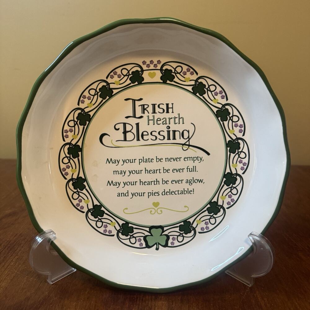 Abbey Press Irish Hearth Blessing Plate 11” Shamrock Clover Made in China